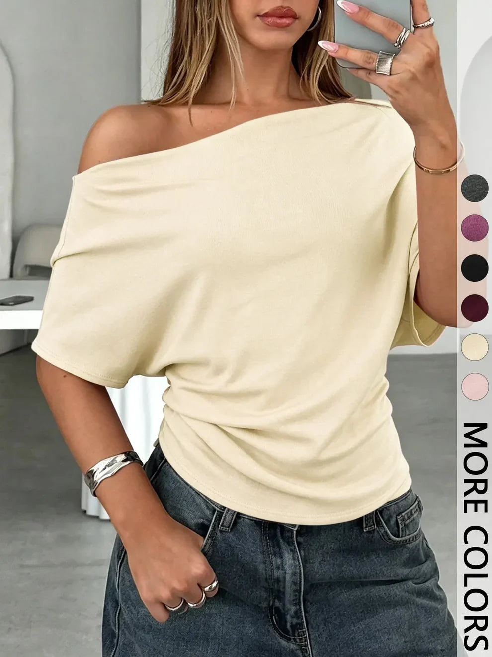 Drop Shoulder Knit T-Shirt