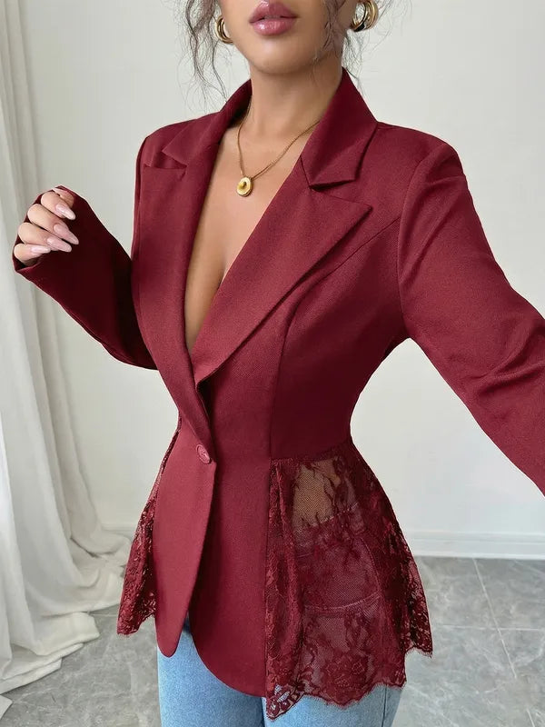 Elegant Office Ladies A-Line Long Sleeve Slim Fit Business Coat Autumn Winter