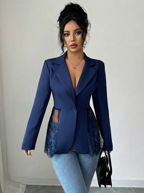 Elegant Office Ladies A-Line Long Sleeve Slim Fit Business Coat Autumn Winter