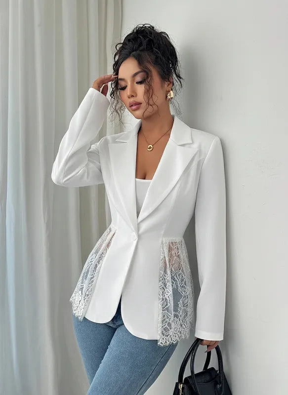 Elegant Office Ladies A-Line Long Sleeve Slim Fit Business Coat Autumn Winter
